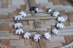 White Elephant Boho Silver Anklet