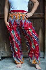 New Burgundy Peacock Boho Hippie Gypsy Pants