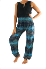 Turquoise Paisley Harem Pants, Hippie Pants, Boho Pants, Paisley Pants