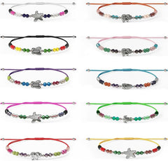 10 Ankle Bracelet Beaded Crystal Waterproof, Metal Pendant