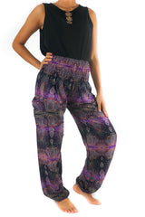 Purple PAISLEY Women Boho Pants Hippie Pants Yoga Pants