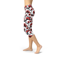 Womens Red Eye Balls Capri Leggings