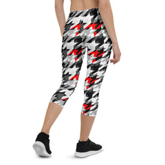 Womens Sports Houndstooth Capri Leggings