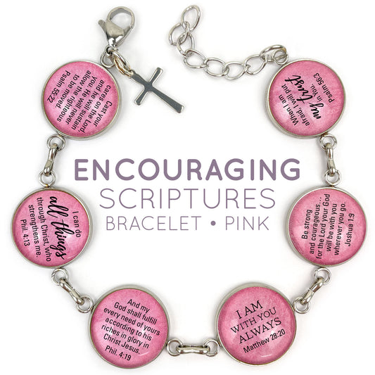 Hope & Encouragement Scripture Bracelet – Glass Charm Stainless Steel