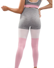 Graca Seamless Leggings - Grey with Pink & White