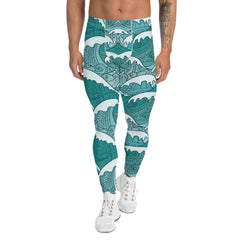 Ocean Wave Swirls Leggings for Men