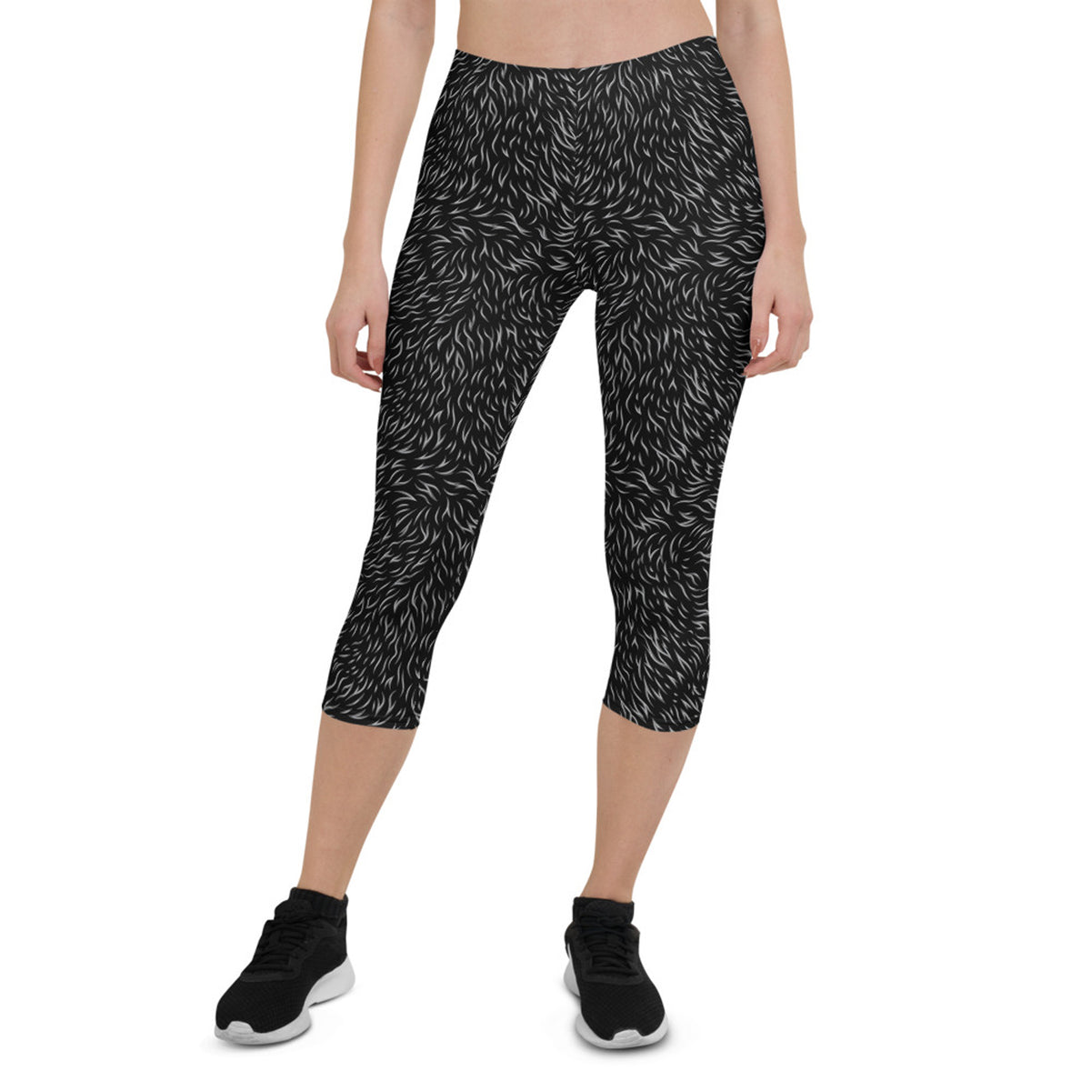 Black Bear Fur Capri Leggings for Women