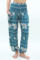 Teal ELEPHANT Pants Women Boho Pants Hippie Pants Yoga