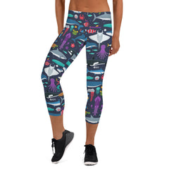 Marine Life Capri Leggings for Women