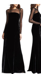 Formal Illusion Neck Velvet Gown