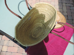 Straw Bag with Hand-Painted Red Bulldog