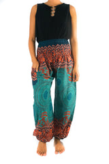 Teal orange MANDALA Women Harem Pants Boho Pants Hippie Pants