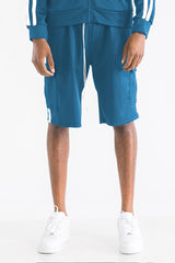 TWO STRIPE CARGO POCKET TRACK SHORTS