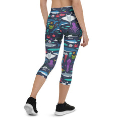 Marine Life Capri Leggings for Women