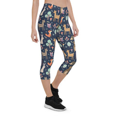 Cute Forest Animals Capri Leggings for Women