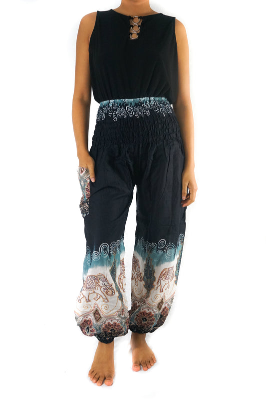 Black ELEPHANT Women Boho Pants Hippie Pants Yoga Pants