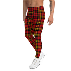 Red Plaid Tartan Leggings for Men