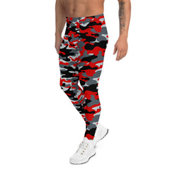 Gray and Red Camo Leggings for Men