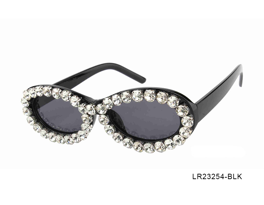 Black Oval with Rhinestone Women's Sunglasses