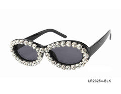 Black Oval with Rhinestone Women's Sunglasses