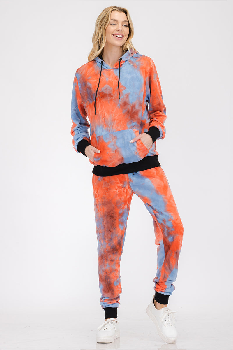 Womens Cotton Tye Dye Lounge Wear Sweat Set