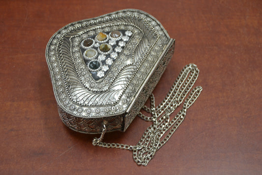 Handmade Gemstone Brass Metal Clutch Purse