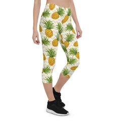 Women Pineapple Capri Leggings