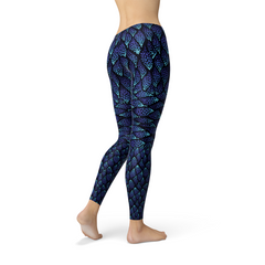 Womens Blue Mermaid Scale Leggings