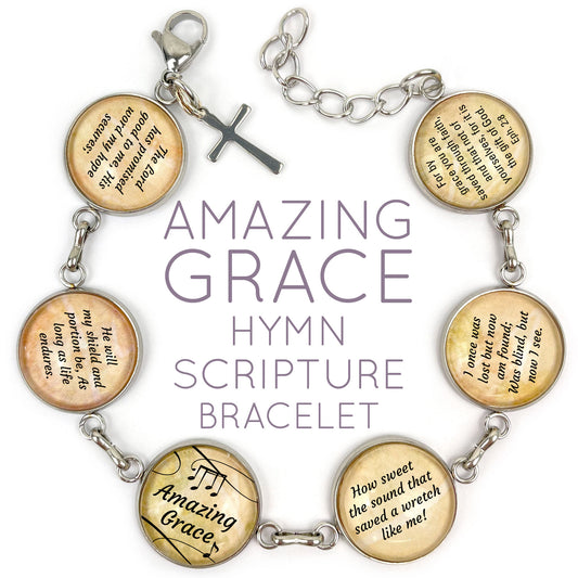 Amazing Grace Hymn & Scripture Bracelet – Stainless Steel