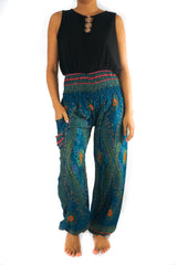 Teal PEACOCK Harem Pants Women Boho Pants Hippie Pants