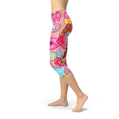 Womens Pink Candy Kawaii Capri Legging