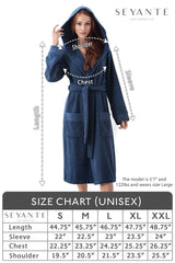 Women's Navy Blue Turkish Cotton Hooded Terry Bathrobe