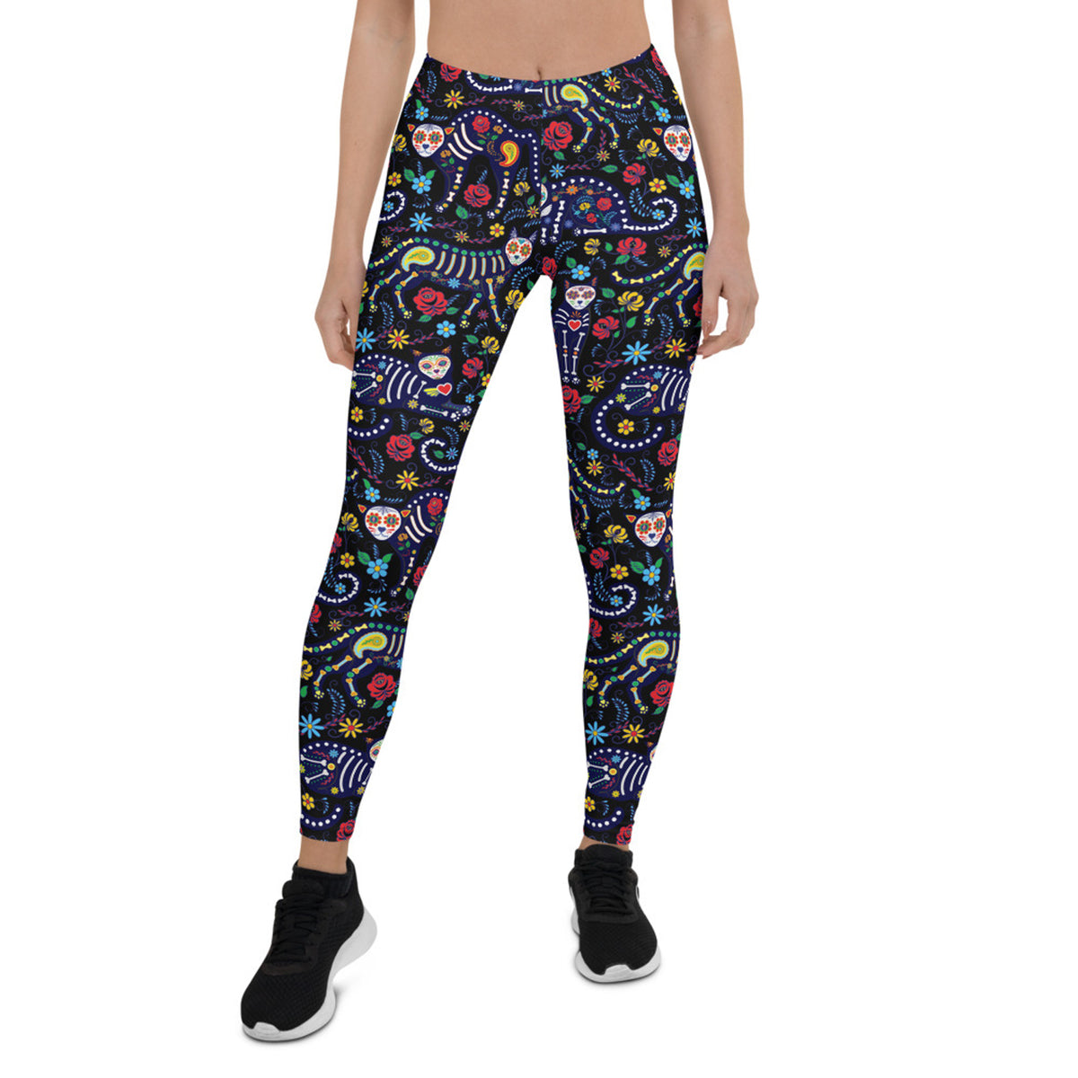 Womens Sugar Skull Cat Leggings