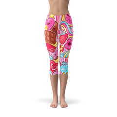 Womens Pink Candy Kawaii Capri Legging