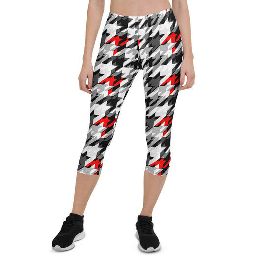 Womens Sports Houndstooth Capri Leggings