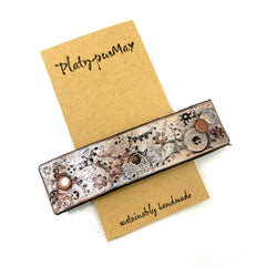 Copper & Silver Metallic Gears / Steampunk Stamped Leather Hair