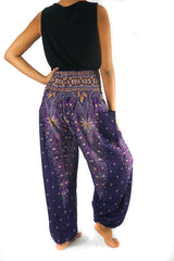 Purple PEACOCK Harem Pants Women Boho Pants Hippie Pants