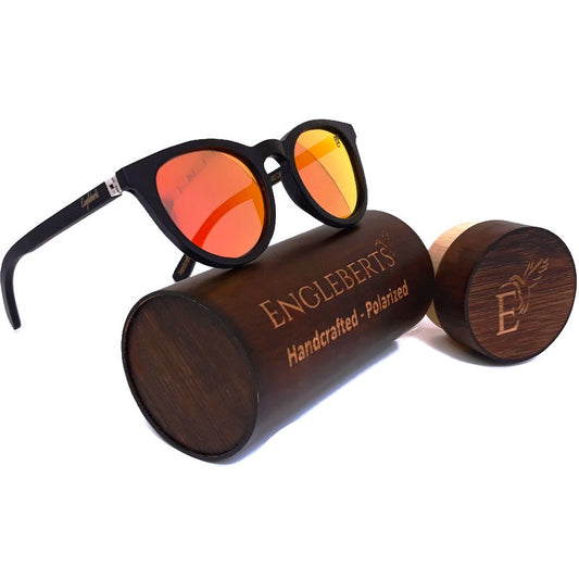 Sunset Mirror Lenses Polarized with Full Frame Black Bamboo and Case