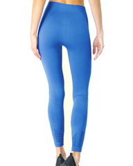 Mesh Seamless Legging with Ribbing Detail - Blue