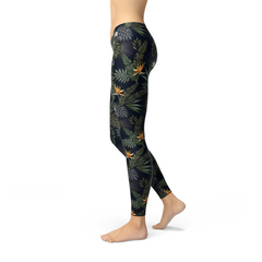 Womens Bird of Paradise Black Leggings