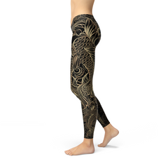 Womens Koi Fish Black Leggings