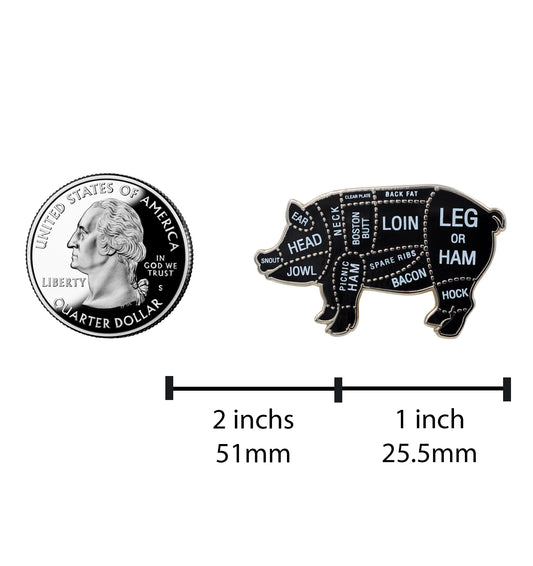 Pig Butcher Cuts Enamel Pin - Pork Diagram Lapel Pin