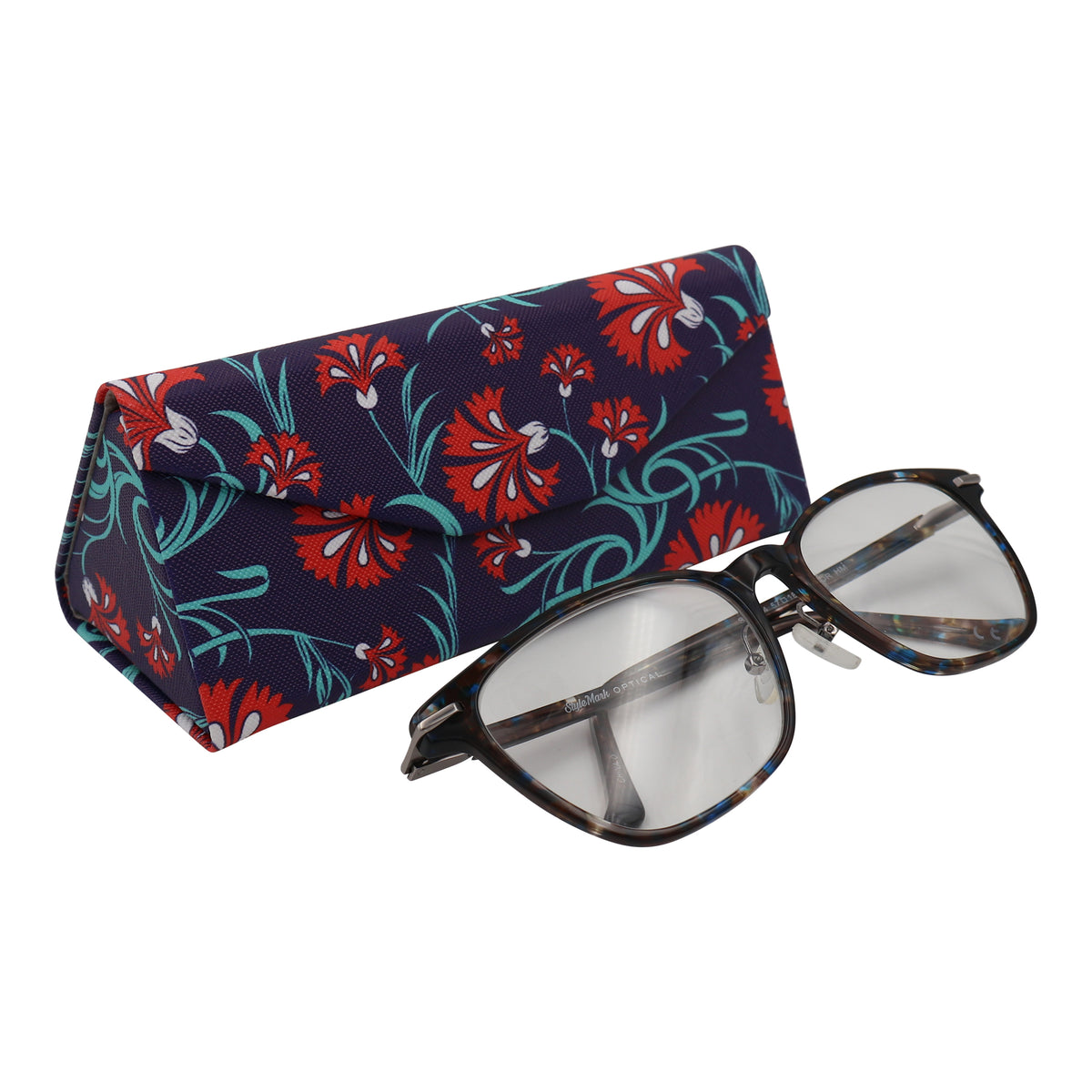 Eco Leather Magnetic Folding Hard Eyewear Glasses Case - Carnation