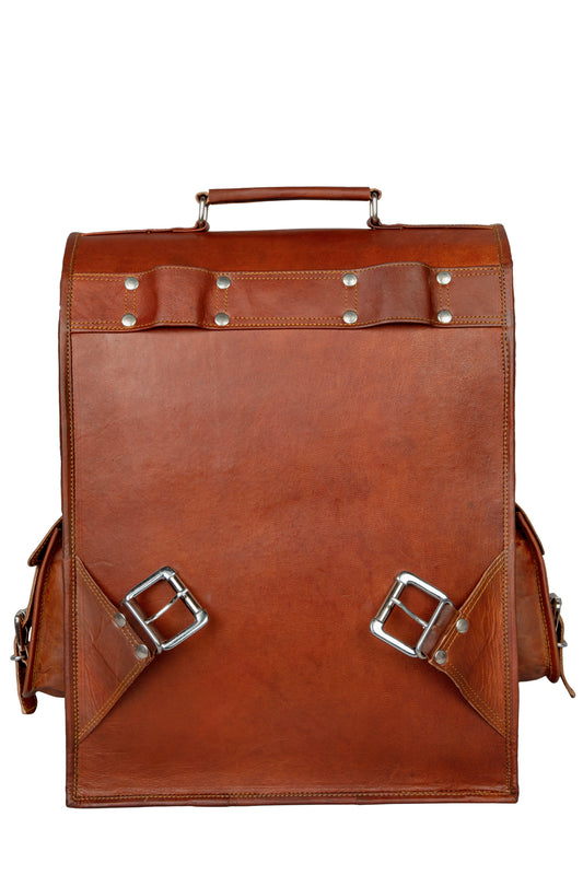 Handmade Brown Leather Laptop Backpack For Unisex,