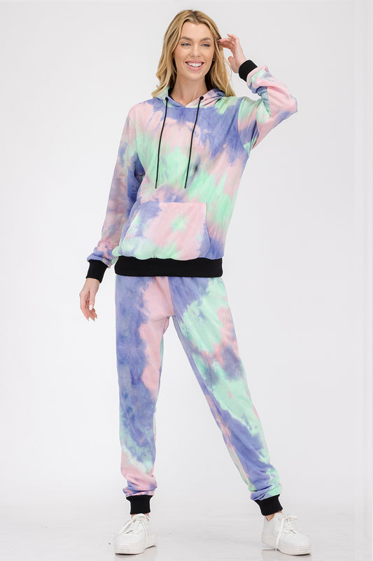 Womens Cotton Tye Dye Lounge Wear Sweat Set