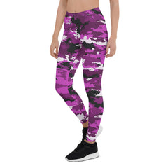 Pink and Purple Camo Leggings for Women