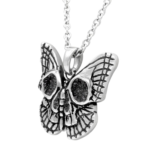 Butterfly skull necklace