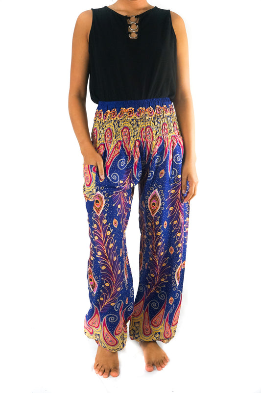 New Blue Peacock Boho Hippie Gypsy Pants