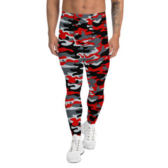 Gray and Red Camo Leggings for Men