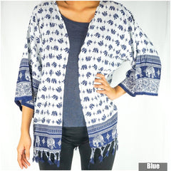 Elephant Tribal Boho Kimono Cover Up